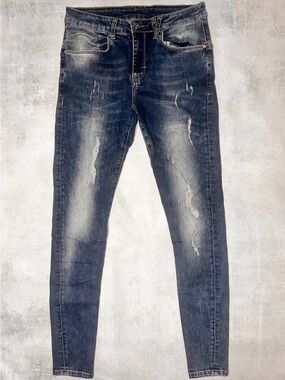 Kollar Denim  Retail $98 Distressed with a stretch/Dark Blue